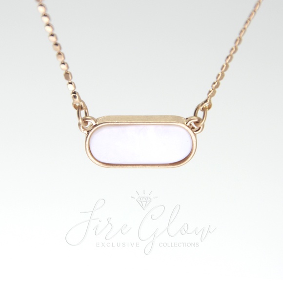 White Oval Pendant Necklace - Gold Tone - Picture 11 of 13